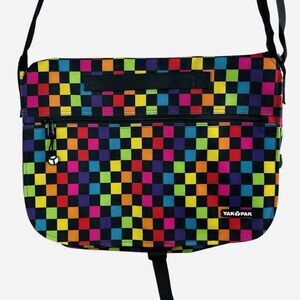 Yak Pak Rainbow Squares Messenger Bag Laptop Crossbody Colorful Checkerboard Y2K